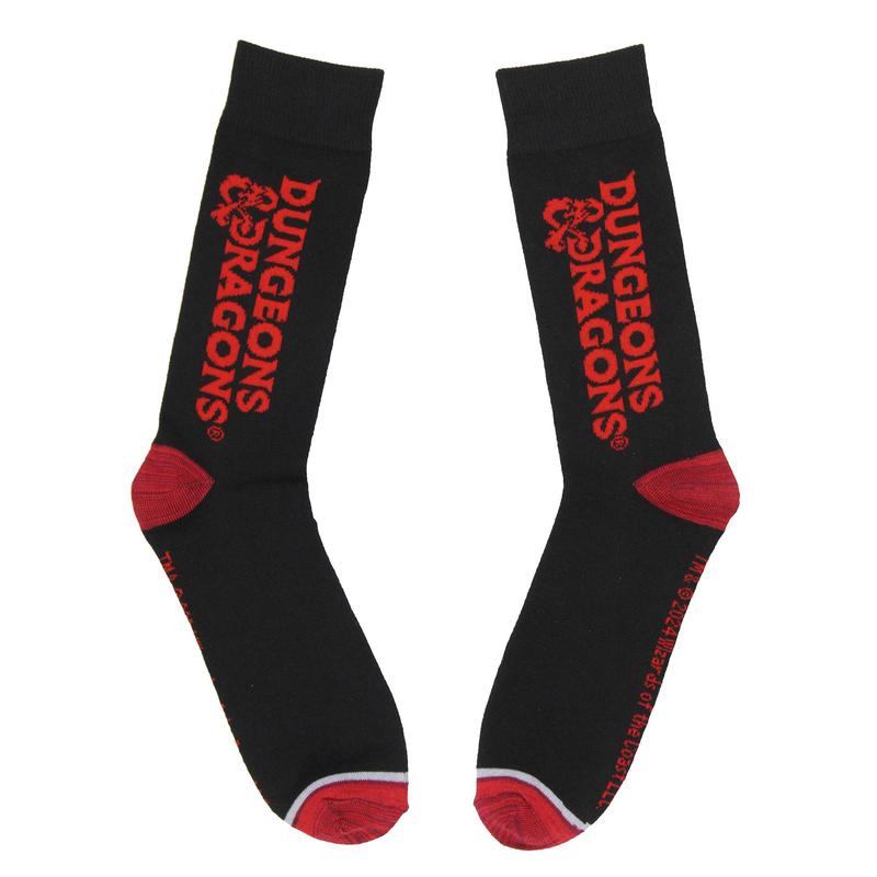 Dungeons and Dragons Socks Men's 2 Pack Dice And Dragon Design Crew Sock