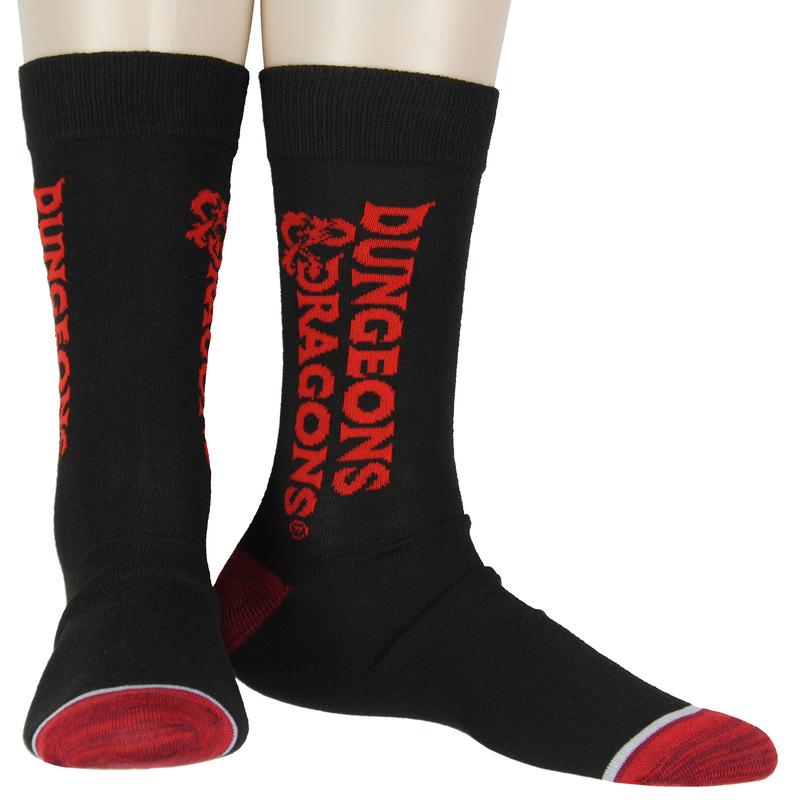 Dungeons and Dragons Socks Men's 2 Pack Dice And Dragon Design Crew Sock