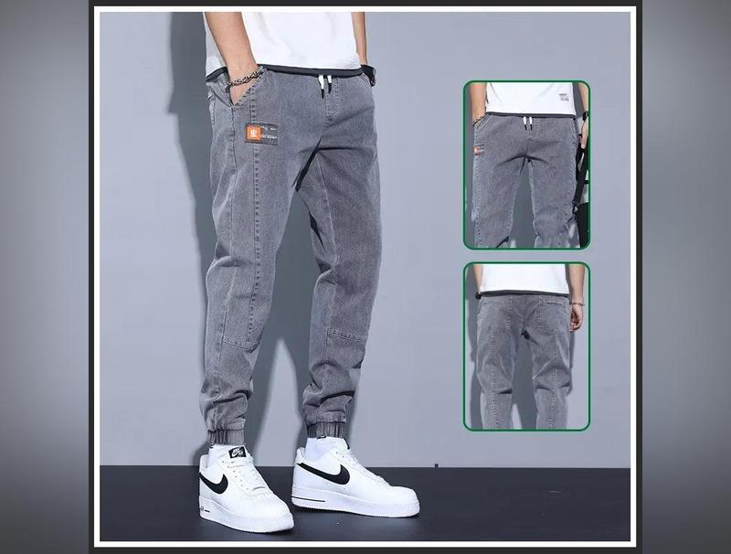 2023 Spring Autumn New Loose-fit Men's Jeans Casual Versatile Trendy Long Pants Bundle Feet Harem Pants Male