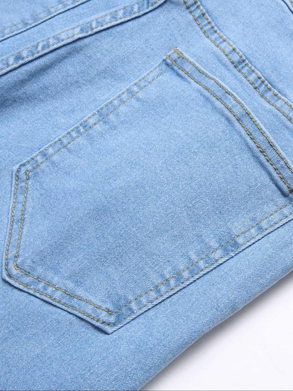 Men's Washed Denim Jeans, Slim Casual Pocket Zipper Fly Jeans for Daily Wear, Fashion Men's Bottoms for All Seasons