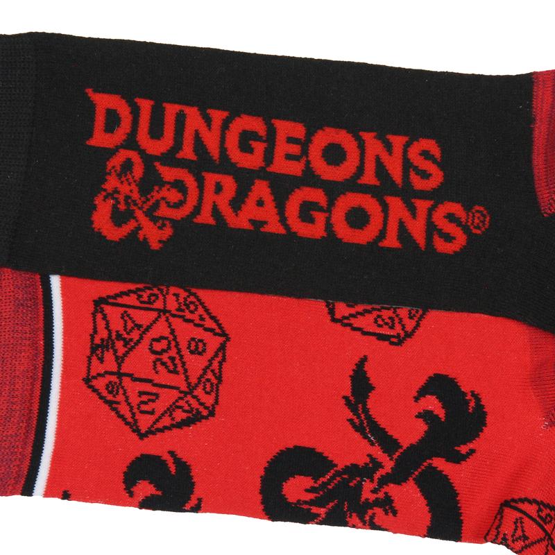 Dungeons and Dragons Socks Men's 2 Pack Dice And Dragon Design Crew Sock