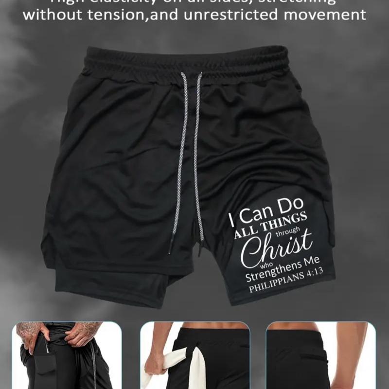 Men's 2-in-1 Shorts, Casual Active Shorts For Workouts Athletic Menswear Breathable Pocket Sweat