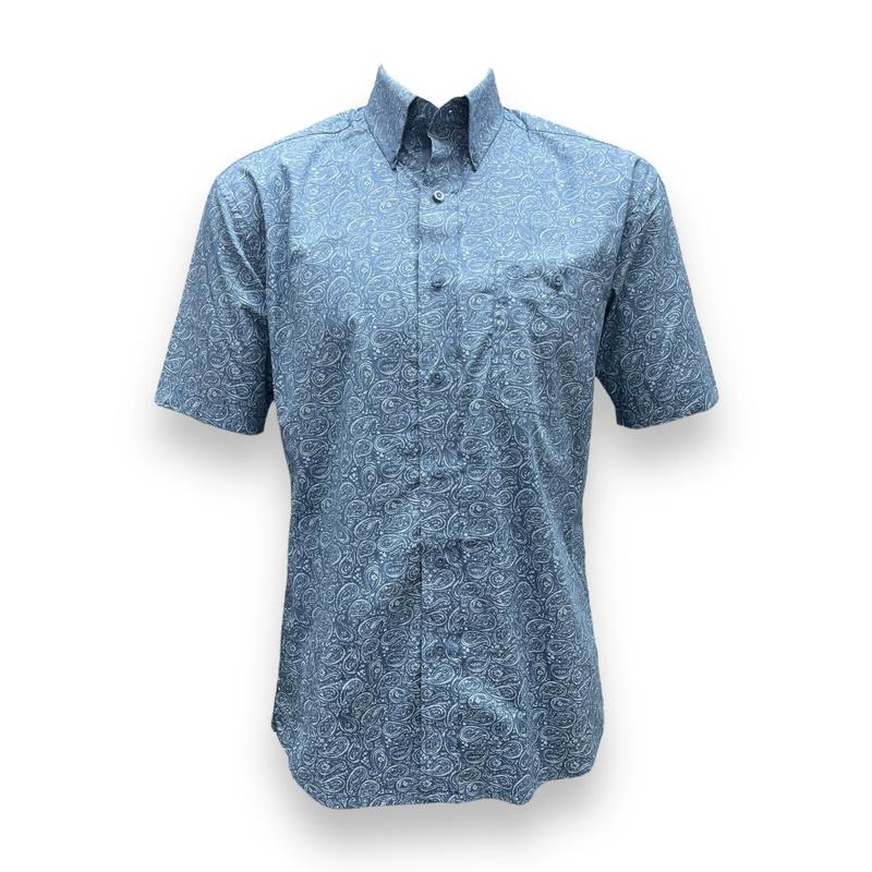 Wrangler George Strait Short Sleeve Shirt SALE- River Blue Paisley