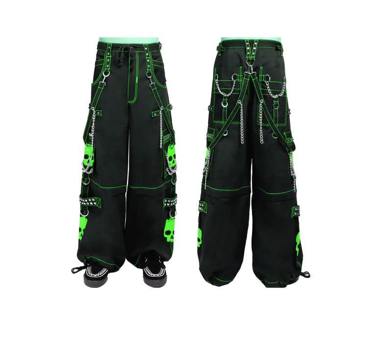 Green Gothic Pants Super Skull Gothic Cyber ​​Chain, Goth Pants Punk Rock Pants, Cyber ​​Chain Pants, Goth Punk Rock Pants