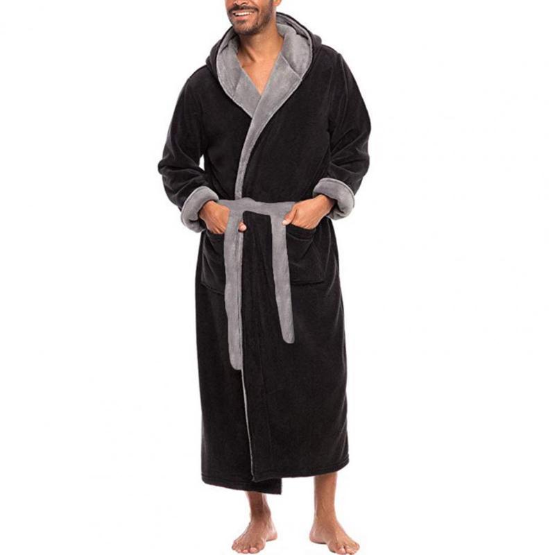 Men Bathrobe Sleepwear Coral Fleece Autumn Adult Bathrobe V-Neck Robe Pajamas Men And Women Long Sleeve Nightgown Male Bath Robe