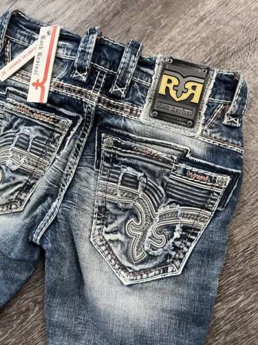 Y2K Men's Rock Revival Dimitri Denim Jeans Slim Straight Dark Blue, Men's Biker Jeans, 2000s Jeans, Comfortable Jeans For Men, Denim Jeans For Men