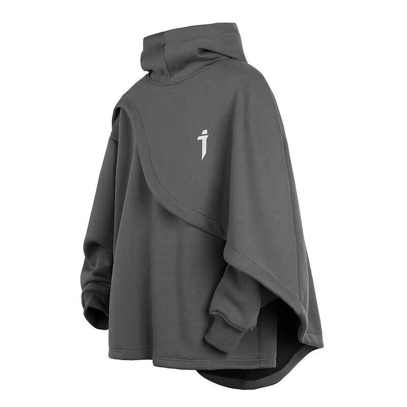 Shiniu Heavy Industry Cloak Sweater Fashionable Functional Turtleneck Men's Loose Hooded Fake Two Pieces Pullover Couple Coat Fashion Trendy Men's Clothing