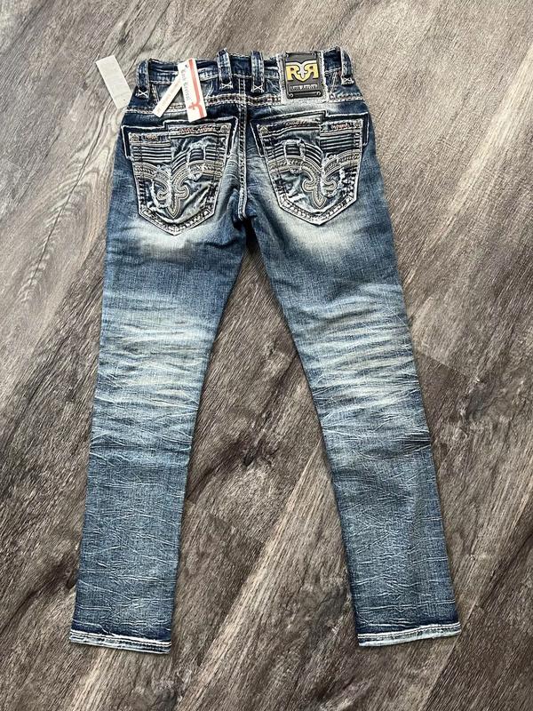 Y2K Men's Rock Revival Dimitri Denim Jeans Slim Straight Dark Blue, Men's Biker Jeans, 2000s Jeans, Comfortable Jeans For Men, Denim Jeans For Men