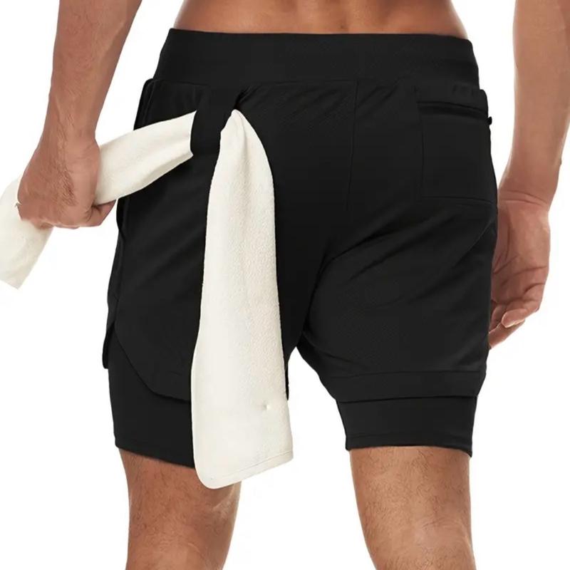 Men's 2-in-1 Shorts, Casual Active Shorts For Workouts Athletic Menswear Breathable Pocket Sweat