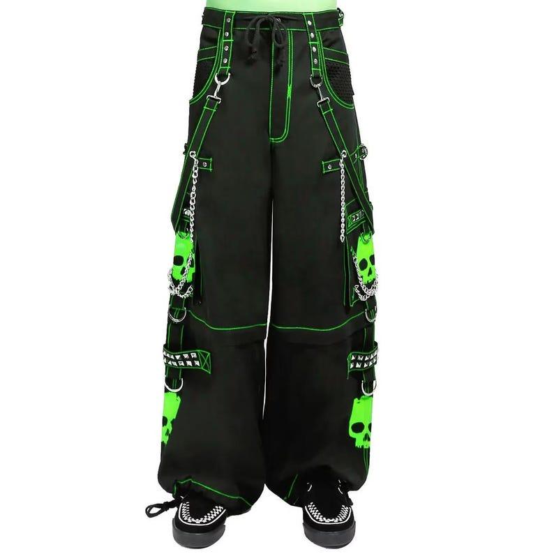 Green Gothic Pants Super Skull Gothic Cyber ​​Chain, Goth Pants Punk Rock Pants, Cyber ​​Chain Pants, Goth Punk Rock Pants