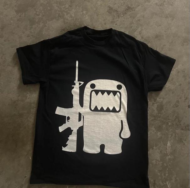 Domo Kun AK47 Gun Y2K Style T Shirt Grunge Graphic Affliction Goth Emo Skater Tapout Southpole VIntage Invader Zim Hot Topic, Unisex T-Shirt, Gift For Men Women Menswear Underwear Streetwear