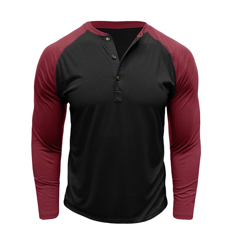 Fashion Color Block Long Sleeve Shirts for Men Round Neck Blouse T-Shirt Soft Causal Pullover Office Work Daily Shirt Tops