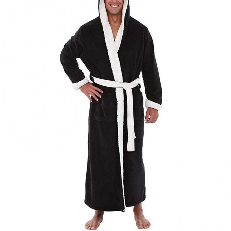 Men Bathrobe Sleepwear Coral Fleece Autumn Adult Bathrobe V-Neck Robe Pajamas Men And Women Long Sleeve Nightgown Male Bath Robe