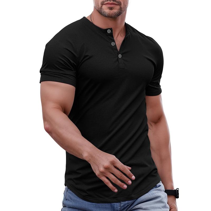 JMIERR Men's Plain Muscle Slim Henley Shirts Crewneck Longline T-Shirt Gym Workout Athletic Shirt Tees with Button Menswear Casual Tops,Men's clothing for Daily Wear,Fall Fashion Outfits 2024