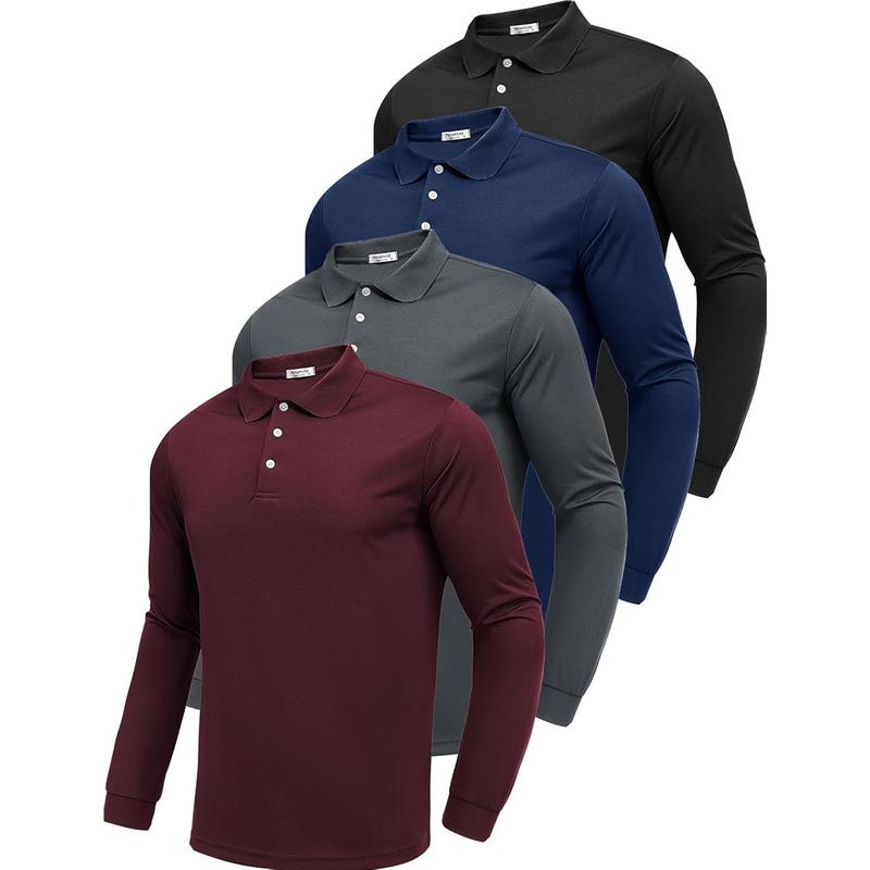 Long Sleeve Polo Shirts for Men Moisture Wicking Golf Shirts Quick Dry Work Hiking Casual Collared Shirt