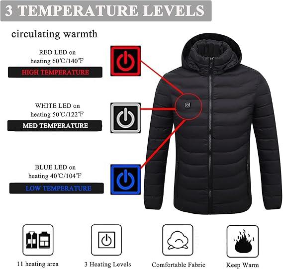 Stylish USB Rechargeable Heated Jacket - Unisex Design with Detachable Hood, Perfect for Outdoor Activities and Sports thermal outerwear technical jacket outdoor jacket