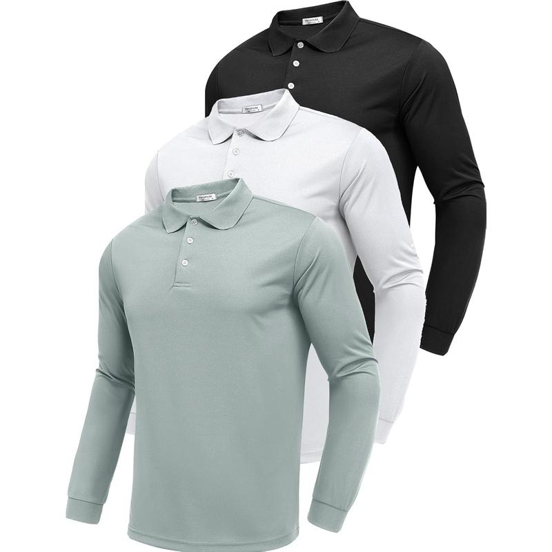 Long Sleeve Polo Shirts for Men Moisture Wicking Golf Shirts Quick Dry Work Hiking Casual Collared Shirt