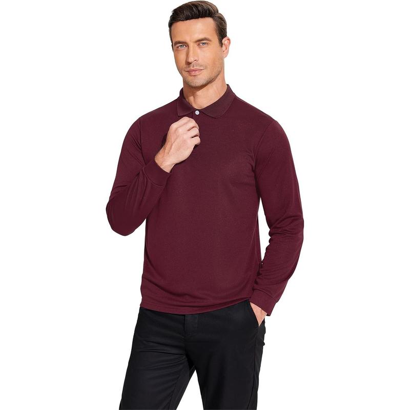 Long Sleeve Polo Shirts for Men Moisture Wicking Golf Shirts Quick Dry Work Hiking Casual Collared Shirt