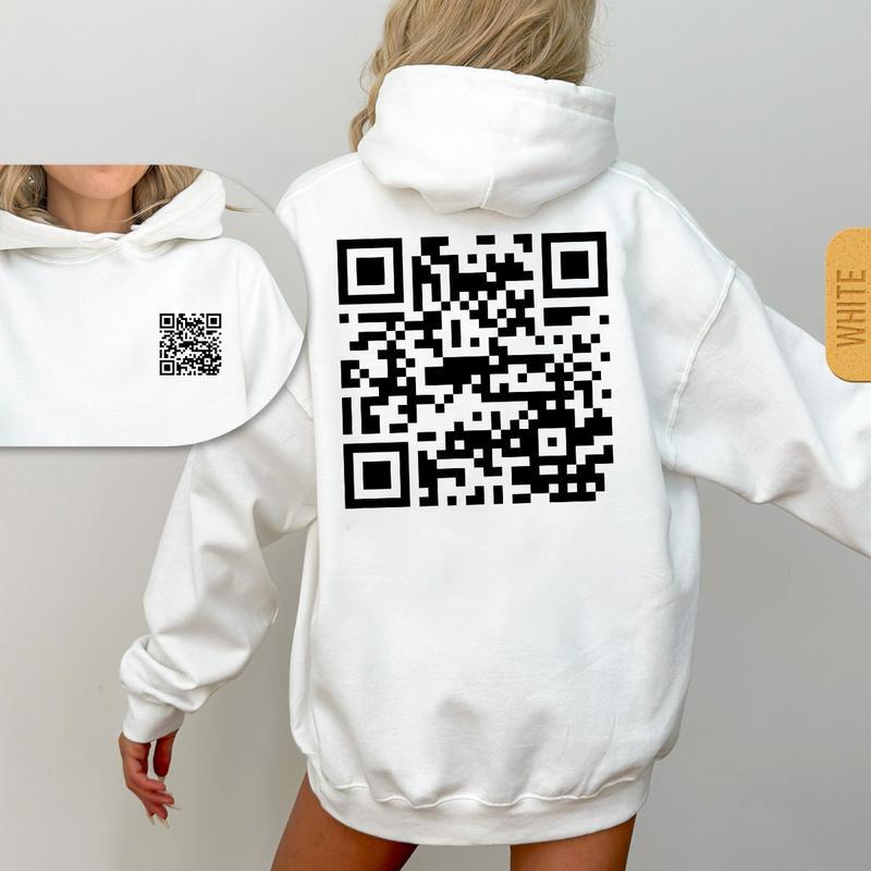 Funny FU QR Code Men's Hoodie - Modern Minimalist Design with Scannable Graphics, Comfortable Sweatshirts Unisex T shirts for Tech Enthusiasts and Digital Connectivity