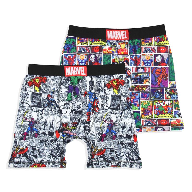 Marvel Mens' 2 Pack Vintage Superhero Comic Boxers Underwear Boxer Briefs