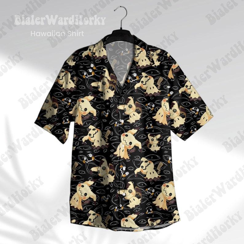 [SALE] Mimikyu Mystic Hawaii Shirt Shorts Ghost Type Aloha Shirt Anime Shirt Mimikyu Shirt Gifts, Summer Shirt, Halloween Hawaiian, Halloween Gift