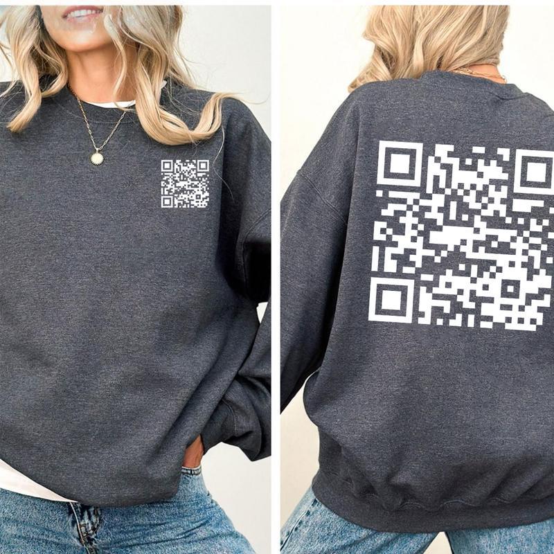 Funny FU QR Code Men's Hoodie - Modern Minimalist Design with Scannable Graphics, Comfortable Sweatshirts Unisex T shirts for Tech Enthusiasts and Digital Connectivity