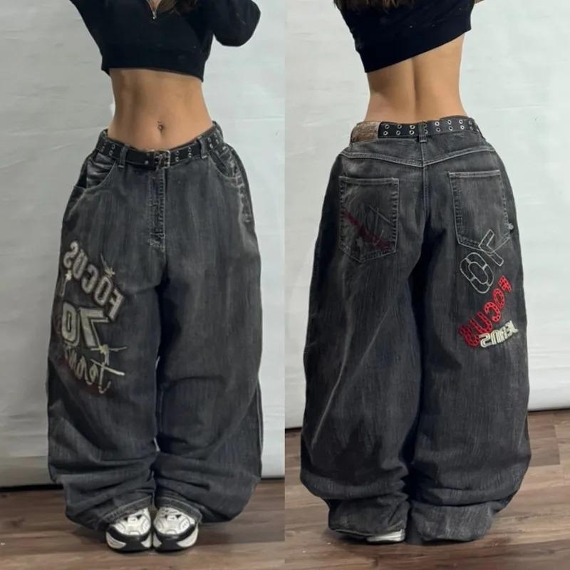 Street Vintage Jeans New Y2K Harajuku Wash Blue Multiple Pockets Baggy Jeans Denim Pants Mens Womens High Waist Wide Trousers