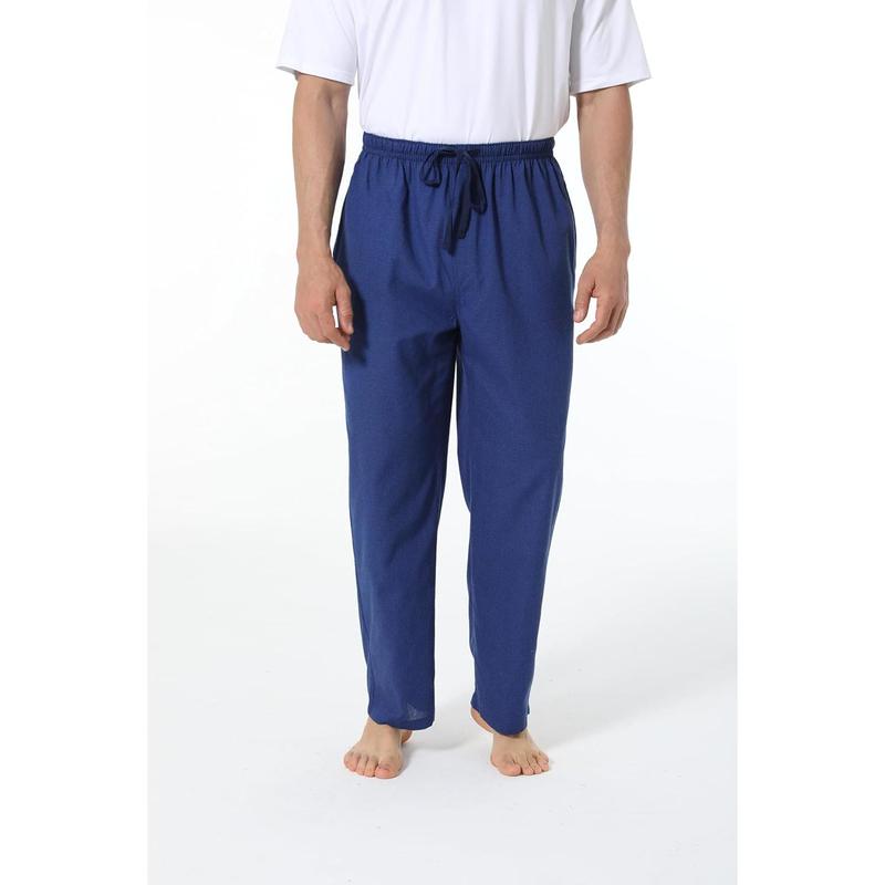 Mens Pajama Pants 100% Cotton Plaid Sleep & Lounge Pants, PJ Bottoms with Pockets and Button Fly