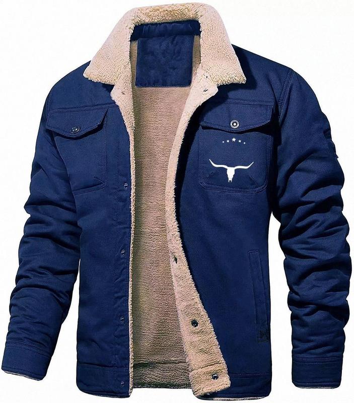 Men's Retro Western Winter Fleece Jacket | Warm Lined Truck Jacket with Multi-Pockets