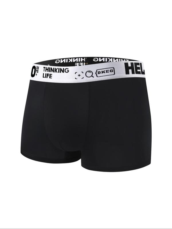 Men's Letter Tape Boxer Briefs, Casual Comfy Breathable Underwear for Daily Wear, Underwear for All Seasons