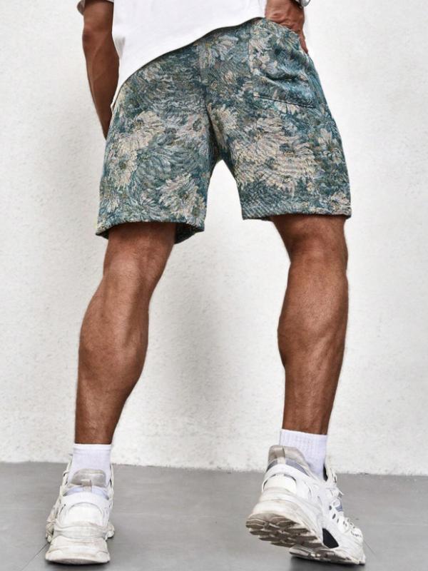 Men's Floral Print Drawstring Waist Shorts, Regular Fit Casual Pocket Shorts for Summer, Men's Bottoms for Daily Wear