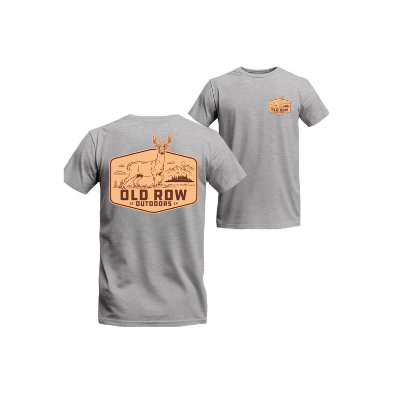 Old Row T-Shirt - Vintage Outdoor Deer Design with Classic Logo, Perfect for Nature Enthusiasts and Outdoor Adventures, Comfortable Unisex Tee for Casual Wear Menswear Tops