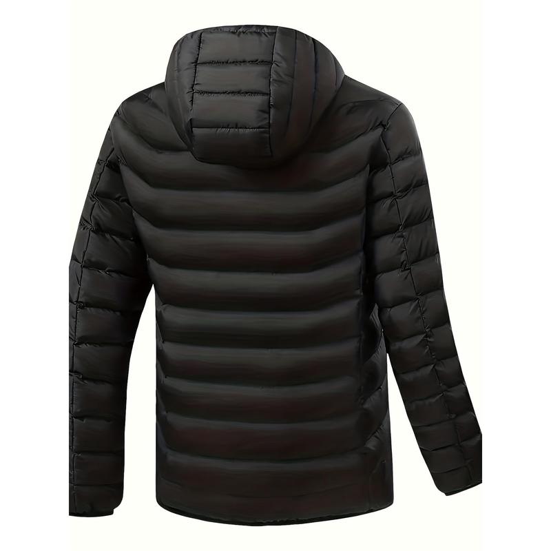 Men's Solid Color Heated, Heated Vest, Long Sleeved Zipper Hooded Jacket, Suitable For Winter Outdoor Use Excluding Power Bank