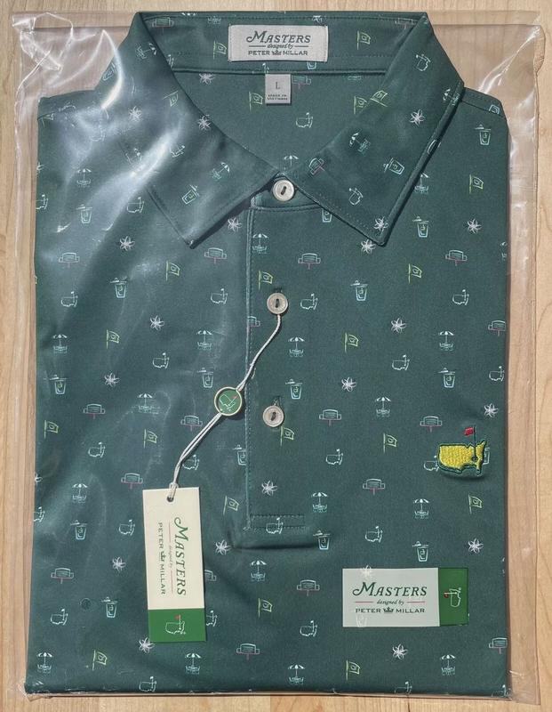 2024 Masters Peter Millar Green Icons Print Large L Men’s Golf Polo Shirt ? ⛳