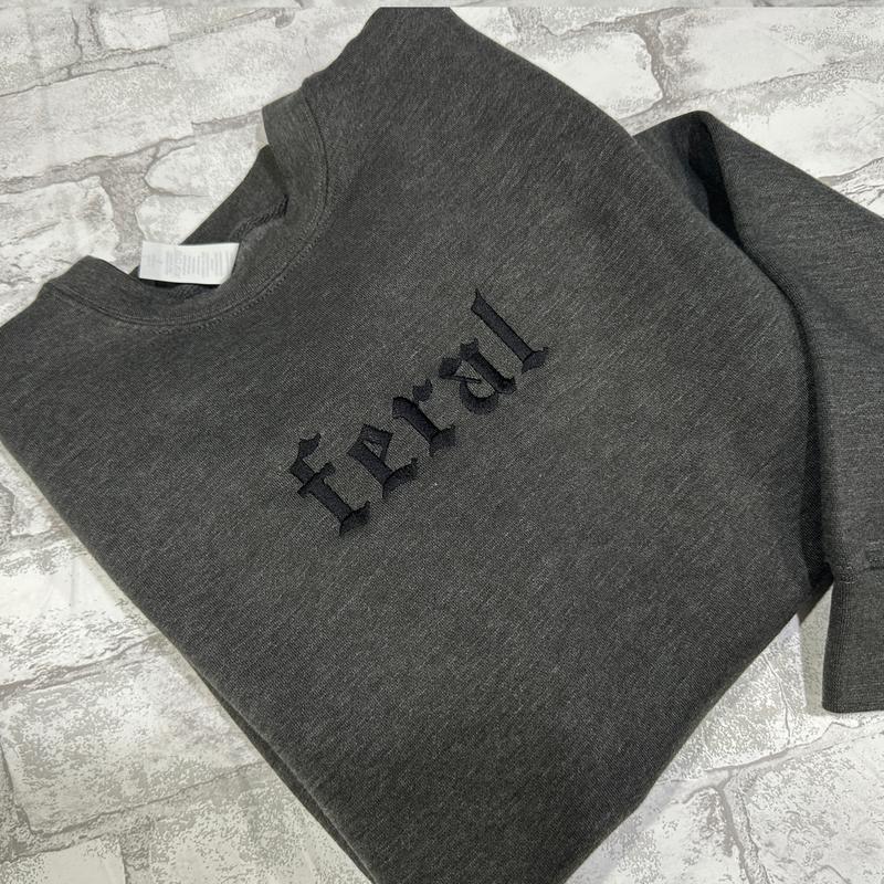 Feral Embroidered Crewneck Unisex Sweatshirt Casual Clothing