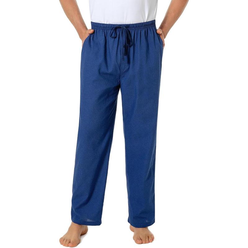 Mens Pajama Pants 100% Cotton Plaid Sleep & Lounge Pants, PJ Bottoms with Pockets and Button Fly