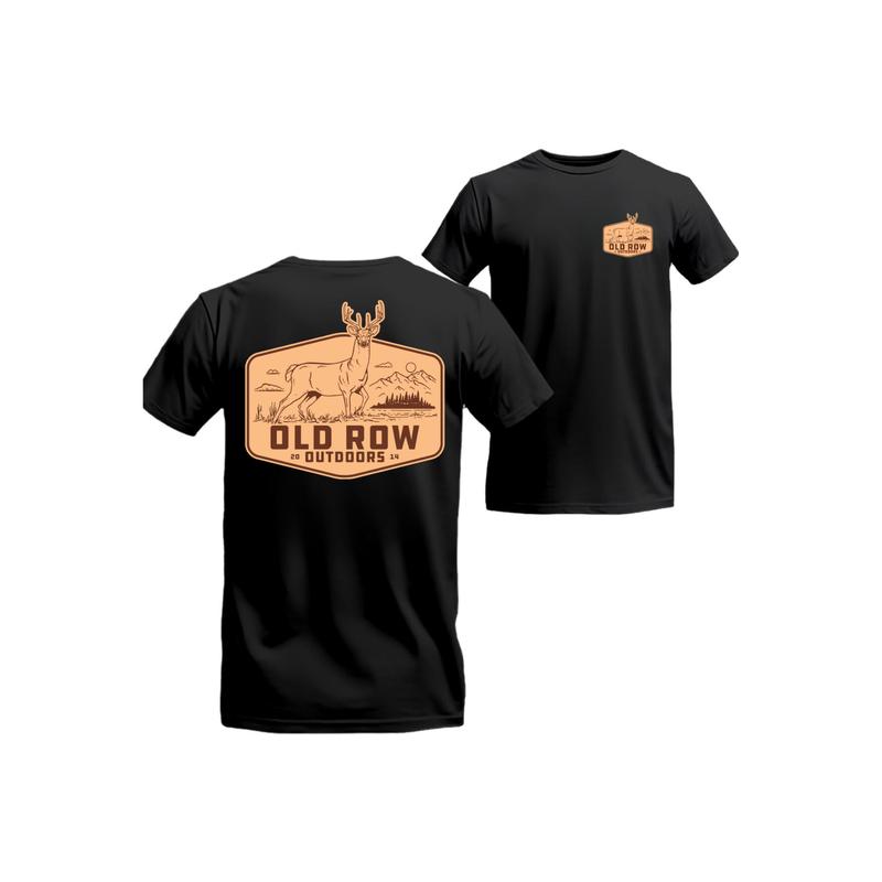 Old Row T-Shirt - Vintage Outdoor Deer Design with Classic Logo, Perfect for Nature Enthusiasts and Outdoor Adventures, Comfortable Unisex Tee for Casual Wear Menswear Tops