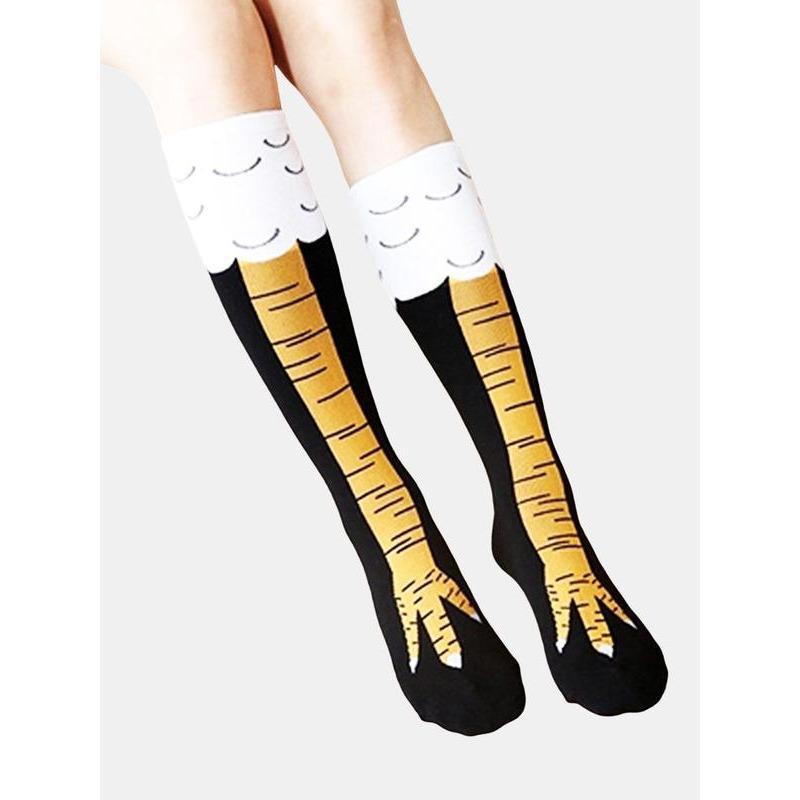 Men's Trendy Animal Print Over The Calf Socks As Leg Warmer, Cute Chicken Feet Design Knit Crew Socks,  Soft Comfy Breathable Socks for Daily Wear, Summer Wear 2024, Socks for Men, Birthday Wear