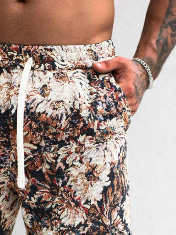 Men's Floral Print Drawstring Waist Shorts, Regular Fit Casual Pocket Shorts for Summer, Men's Bottoms for Daily Wear