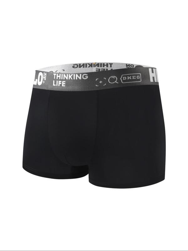 Men's Letter Tape Boxer Briefs, Casual Comfy Breathable Underwear for Daily Wear, Underwear for All Seasons