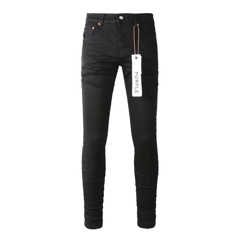 Purple Jeans American High Street Black Pleated Basic Model 2024 New Fashion Trend High Quality Jeans