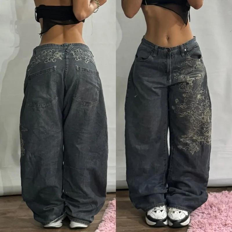 Street Vintage Jeans New Y2K Harajuku Wash Blue Multiple Pockets Baggy Jeans Denim Pants Mens Womens High Waist Wide Trousers