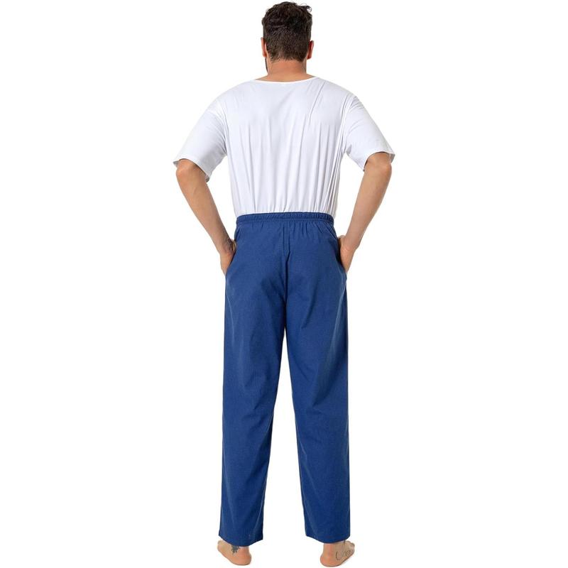 Mens Pajama Pants 100% Cotton Plaid Sleep & Lounge Pants, PJ Bottoms with Pockets and Button Fly