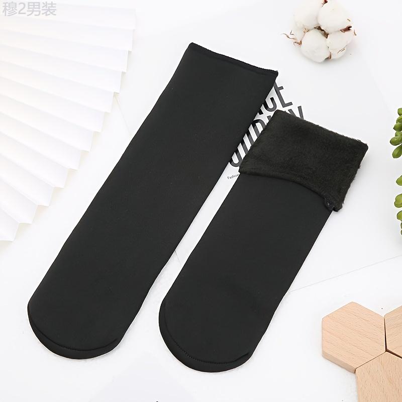 6 Pairs Winter Thermal Socks - Unisex Thickened Fleece Lined Mid-Calf Boot Socks, Soft Polyester and Spandex Knit Fabric, Solid Color, Hand Wash Recommended