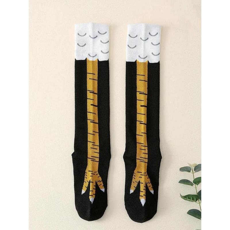 Men's Trendy Animal Print Over The Calf Socks As Leg Warmer, Cute Chicken Feet Design Knit Crew Socks,  Soft Comfy Breathable Socks for Daily Wear, Summer Wear 2024, Socks for Men, Birthday Wear