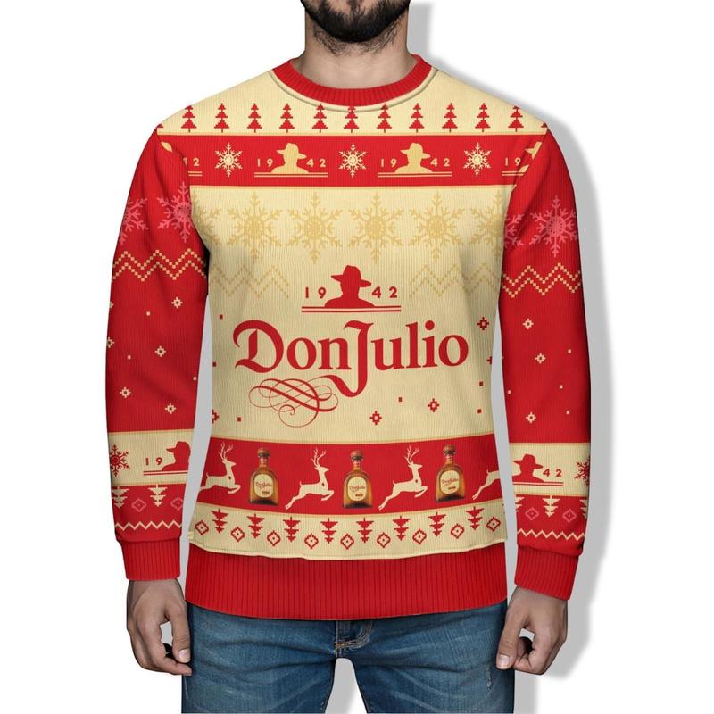 Get Festive with Don Julio Christmas Ugly Sweater & Tequila 3D Party - Perfect Holiday Alcohol Lover Gift for Family Christmas!