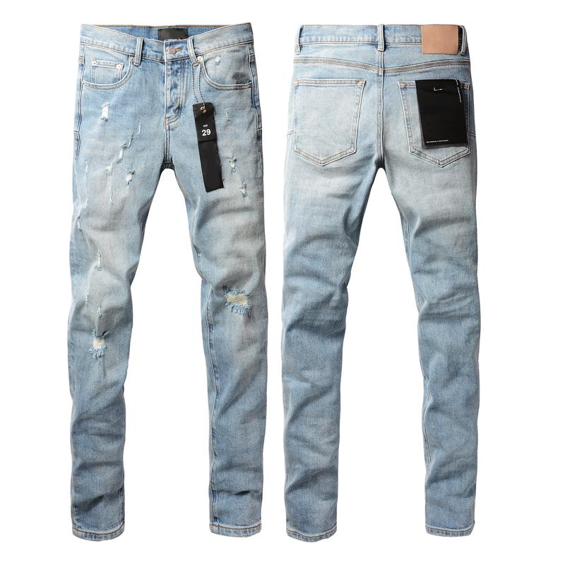 Purple-brand Men's Jeans Slim Fit Stretch Jeans Baggy Ripped Straight Skinny Denim Pants for Men Fashionable Biker Motocycle Holes Pants 2024