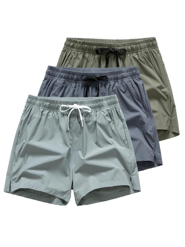 Men's Regular Fit Casual Solid Drawstring Waist Shorts, Essential Short Pants for Men, Classic Stylish Summer Clothes Plain Lounge Elastic Waist Pocket Shorts, Personalized Summer Bottoms for Outdoor Back To School, Drippy Outfits Going Out Outfit