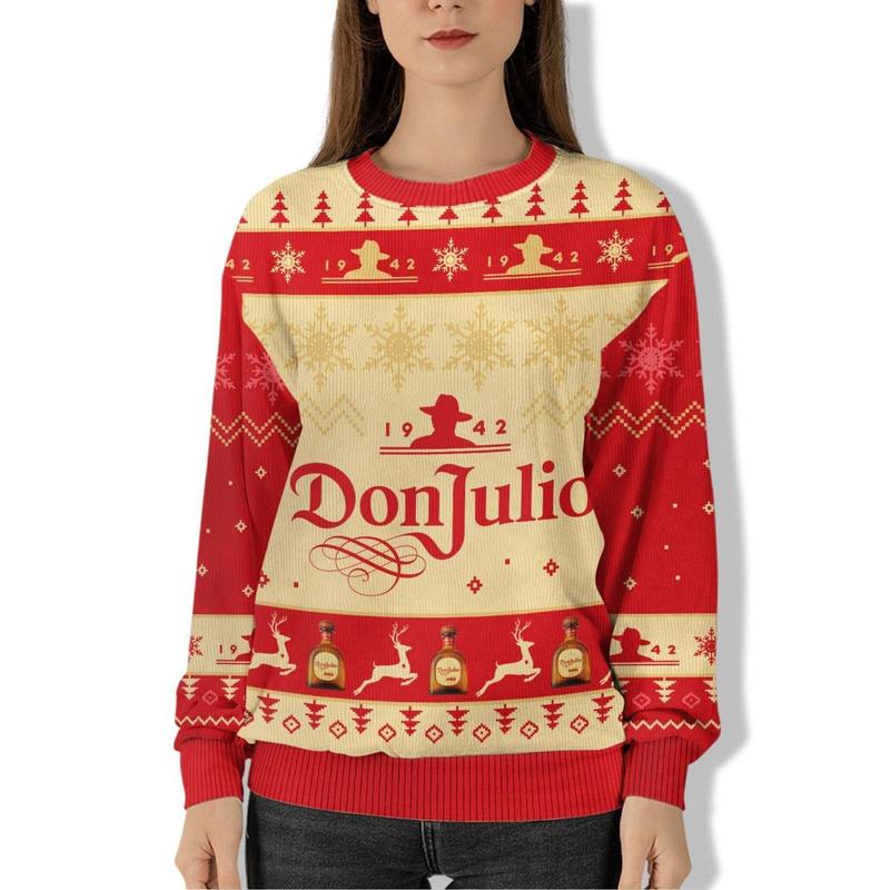 Get Festive with Don Julio Christmas Ugly Sweater & Tequila 3D Party - Perfect Holiday Alcohol Lover Gift for Family Christmas!