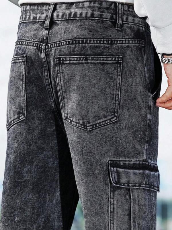 Men's Casual Washed Workwear Denim Pants viral gym menswear trousers jeans clothing for men pant Streetwear Stylish unisex jean